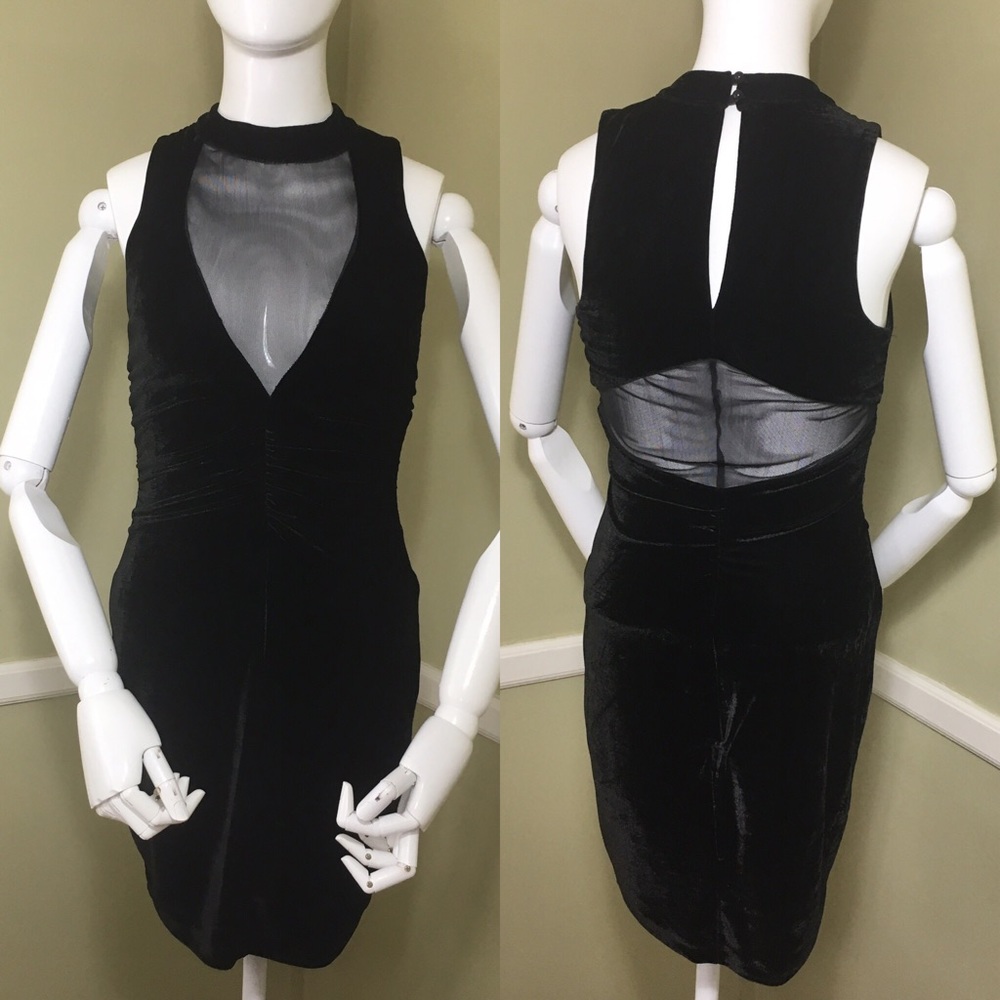 Emerald Sundae Velvet, Black Dress with Mesh, sz S
